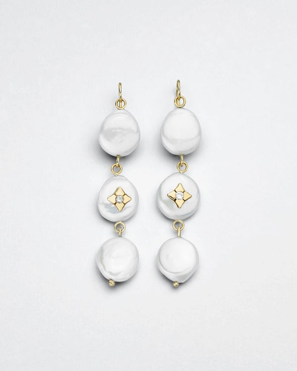 Trio Pearl Coin Earrings