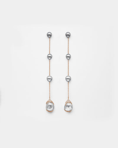 Diamond Encrusted Shoulder Duster Pearl Earrings