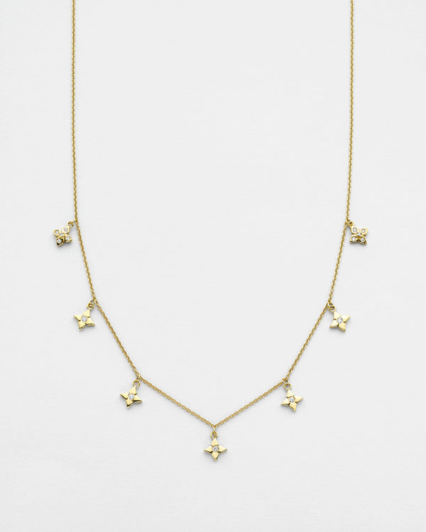 Chain Reaction Multi Clover Pointed Petal Necklace