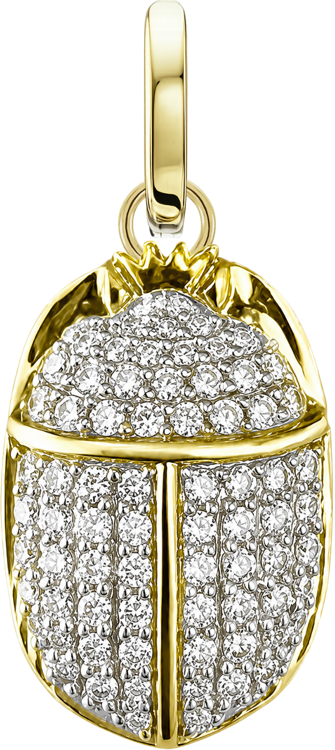 Guardian Scarab Charm in yellow gold covered in pavé diamonds