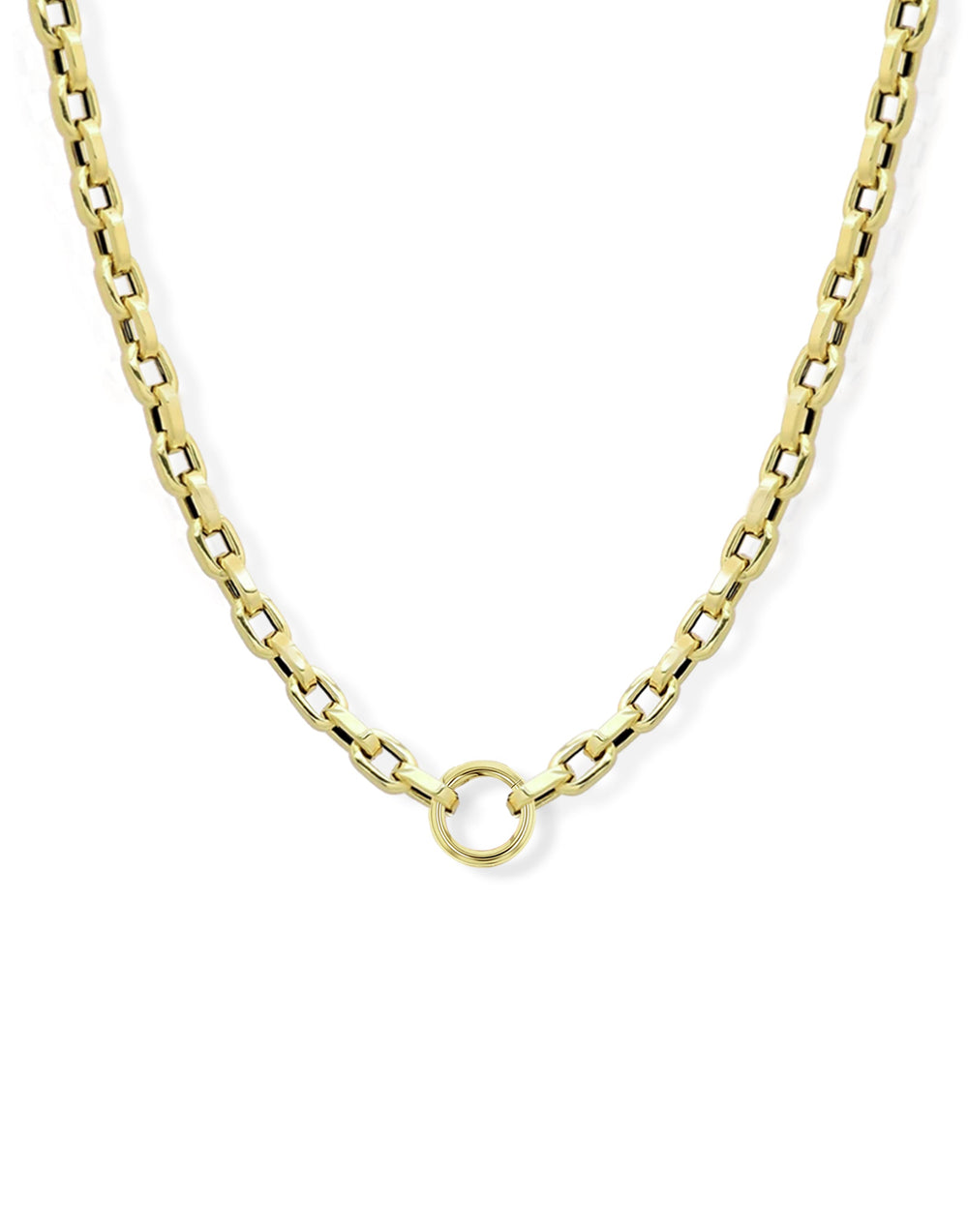 Jumbo box chain necklace in solid yellow gold