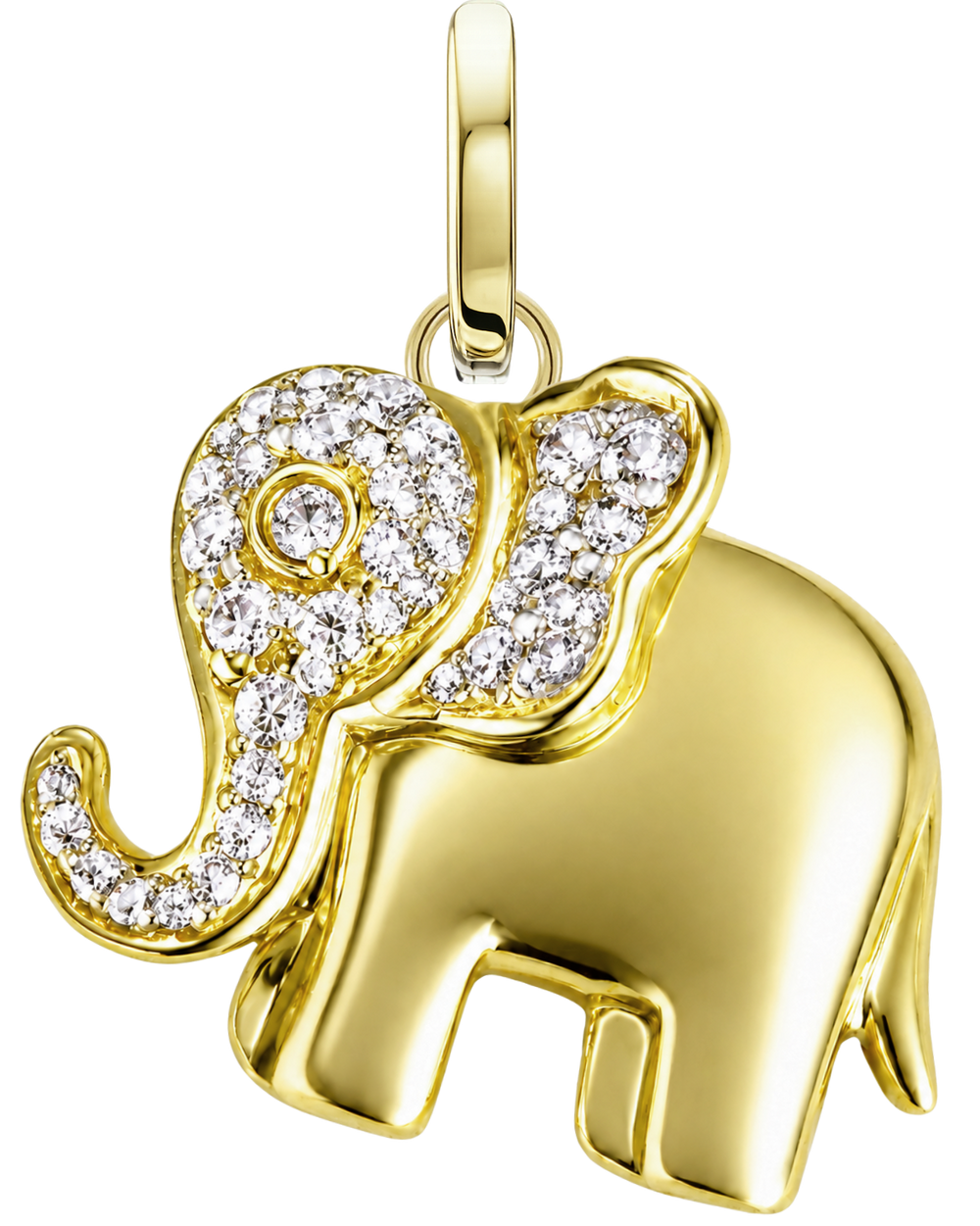 Elephant of Fortune Charm in polished yellow gold
