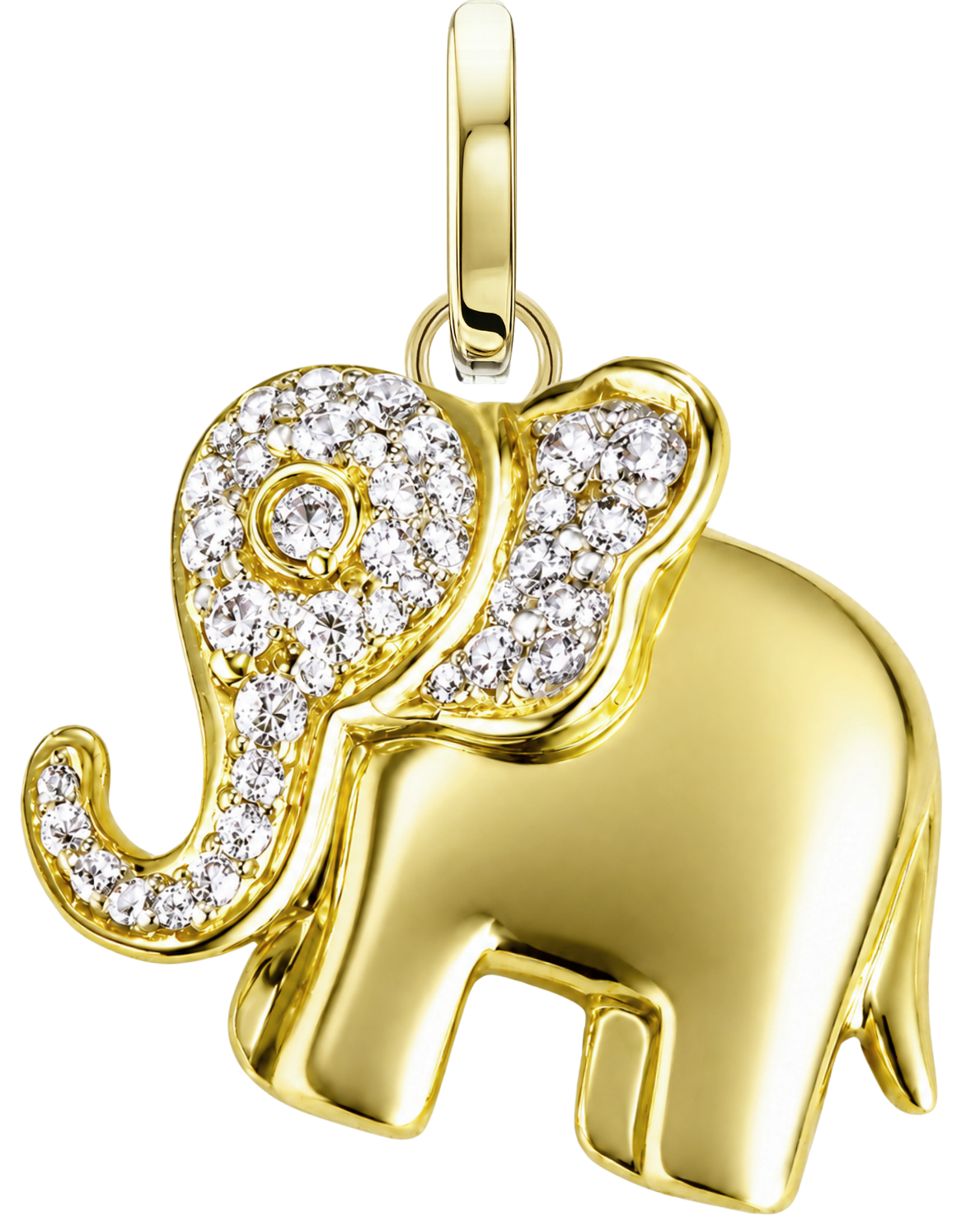 Elephant of Fortune Charm in polished yellow gold