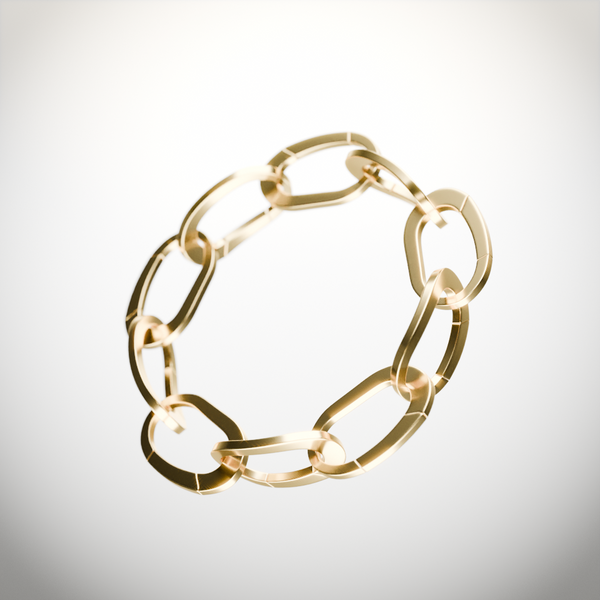 Special Hinged Oval Bracelet — 14K Yellow Gold, Jumbo