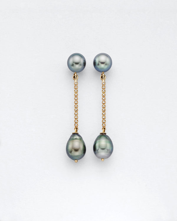 Tahitian Diamond T-Drop Earrings