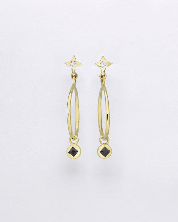 Large Clover Cirque Black Medallion Earrings