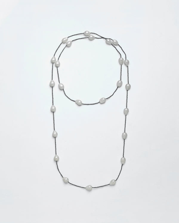 Strung Out  South Sea & Charcoal Diamond Long Necklace