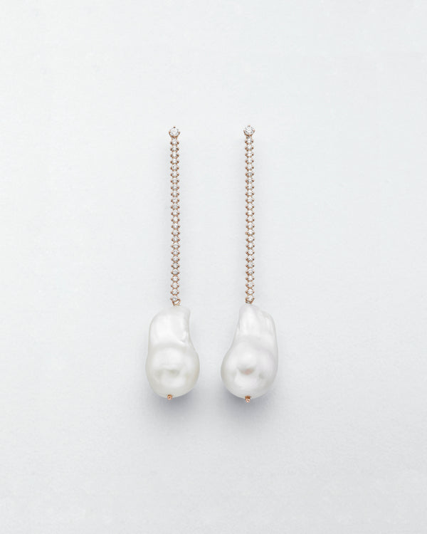 Long Baroque Diamond T-Drop Earrings