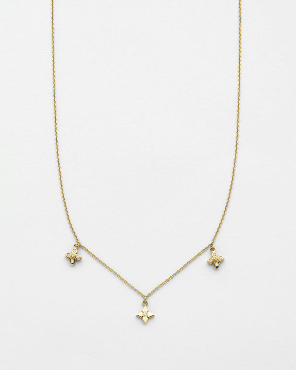 Chain Reaction Clover Pointed Petal Trio Necklace