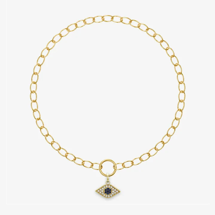 Bright Eye: Oval chain bracelet, Petite, 14K yellow, Magic Middle, Sapphire Protective Eye charm