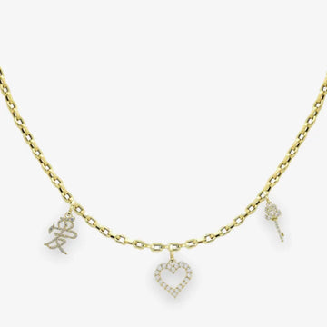 Box chain, Petite: Open Heart Charm, Key To Your Heart Charm, Eternal Love Charm