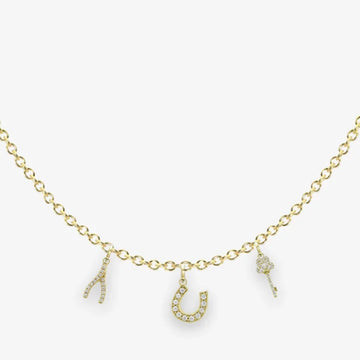 Circle chain, Petite: Fortune Horseshoe Charm, Key To Your Heart Charm, Wishbone Charm